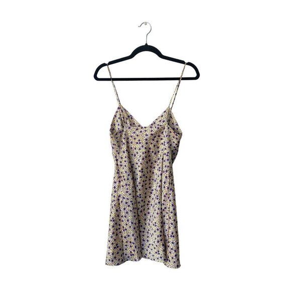 Zara Dress Mini Size S Floral Fairy Feminine Satin Y2K Yellow Purple Feminine - Picture 5 of 10